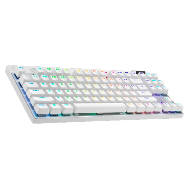 Teclado Mecánico Logitech PRO X TKL Blanco, GX Brown, Lightsync RGB, Lightspeed, Bluetooth - 920-012143 