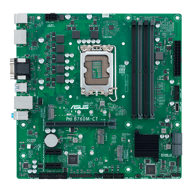 Tarjeta Madre ASUS Business Pro B760M‑CT‑CSM, LGA1700, Intel B760, DDR5, Micro ATX, HDMI/DP/VGA, USB‑C, TPM, Soporte IT Empresarial – PRO‑B760M‑CT‑CSM