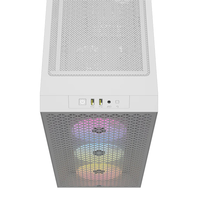 Gabinete Corsair 3000D Airflow RGB | iCUE | Blanco | RGB | Cristal Templado | 3 Ventiladores AR120 RGB  | ATX - CC-9011256-WW