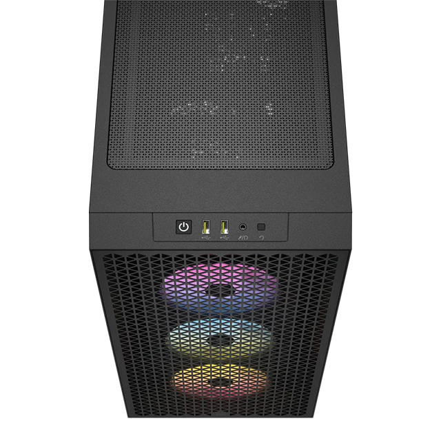 Gabinete Corsair 3000D Airflow RGB | iCUE | Negro | RGB | Cristal Templado | 3 Ventiladores AR120 RGB | ATX - CC-9011255-WW