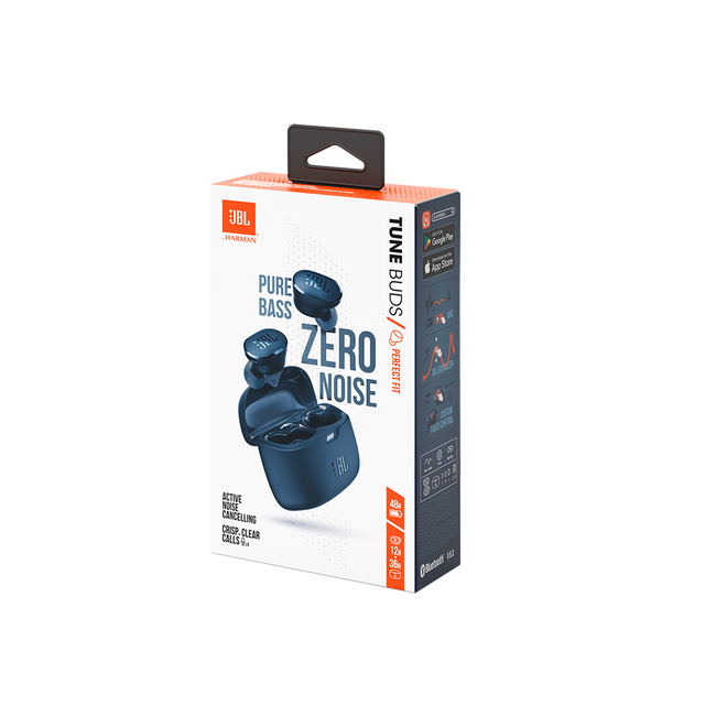 Audifonos JBL Tune Buds Azules, Bluetooth 5.3, Cancelación de Ruido, 48 Horas, 4 Micrófonos, Resistente a Agua y Polvo IP54 - JBLTBUDSBLUAM 