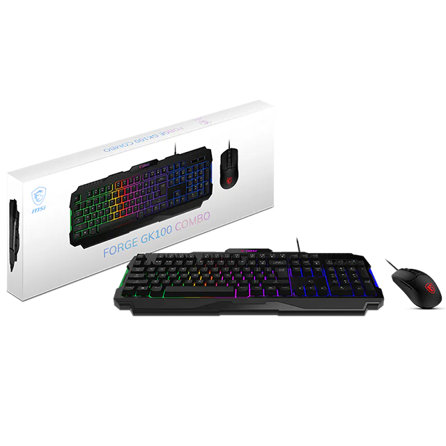 Combo de Teclado y Mouse MSI Forge GK100 Combo LS, RGB, USB 2.0, Español – FORGE GK100 COMBO LS