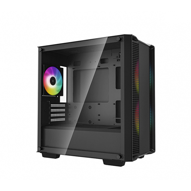 Gabinete DeepCool CC360 Black, Incluye 3 ventiladores ARGB, Panel de vidrio templado, Mini-ITX / Micro-ATX, R-CC360-BKAPM3-G-1