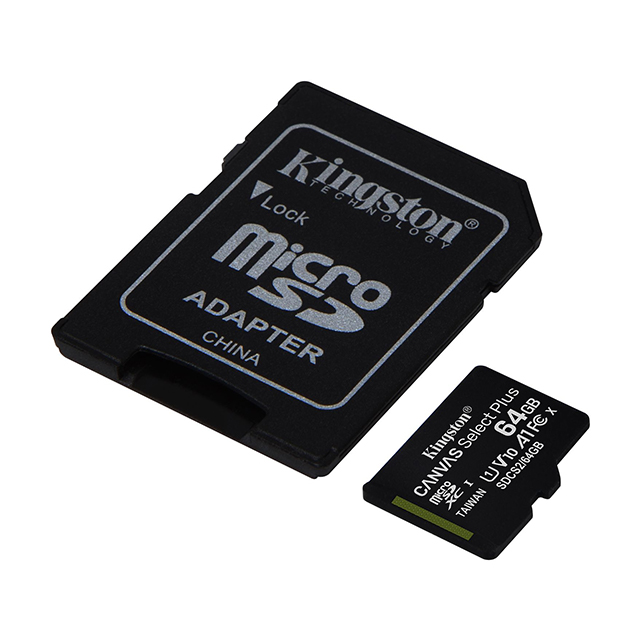 Memoria Micro SD Kingston Canvas Select Plus, 64GB, 100MB/seg Lectura, Velocidad de clase UHS-I, U1, V10, SDCS2/64GB