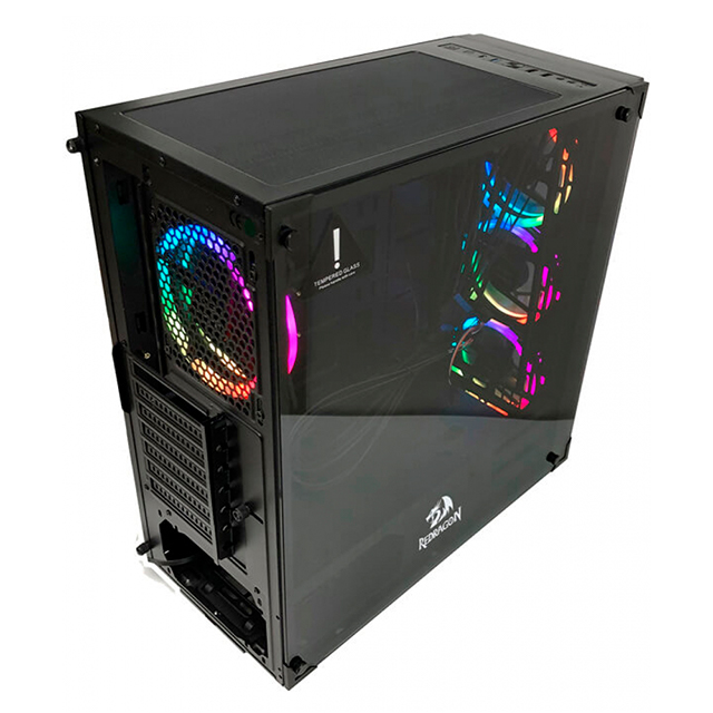 Gabinete Redragon Wheel Jack, Mid Tower, Incluye 3 ventiladores RGB, ATX / Micro-ATX / Mini-ITX , Cristal Templado , Filtro Anti Polvo -  GC-606BK-3RGB