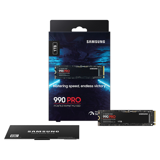 Unidad de Estado Solido SSD NVMe M.2 Samsung 990 Pro, 1TB, 7,450/6,900 MB/s, PCIe 4.0 - MZ-V9P1T0B/AM