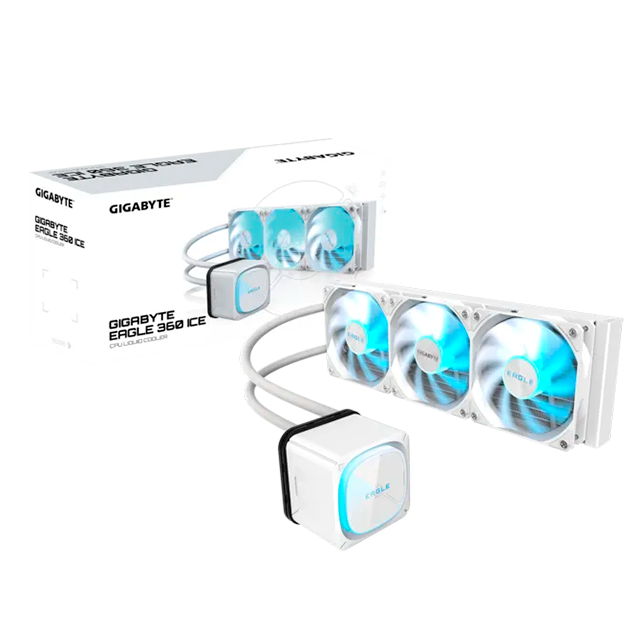 Enfriamiento Líquido Gigabyte Eagle 360 ICE, AIO 360 mm, 3 ventiladores ARGB, compatible Intel y AMD, blanco – Gigabyte Eagle 360 ICE
