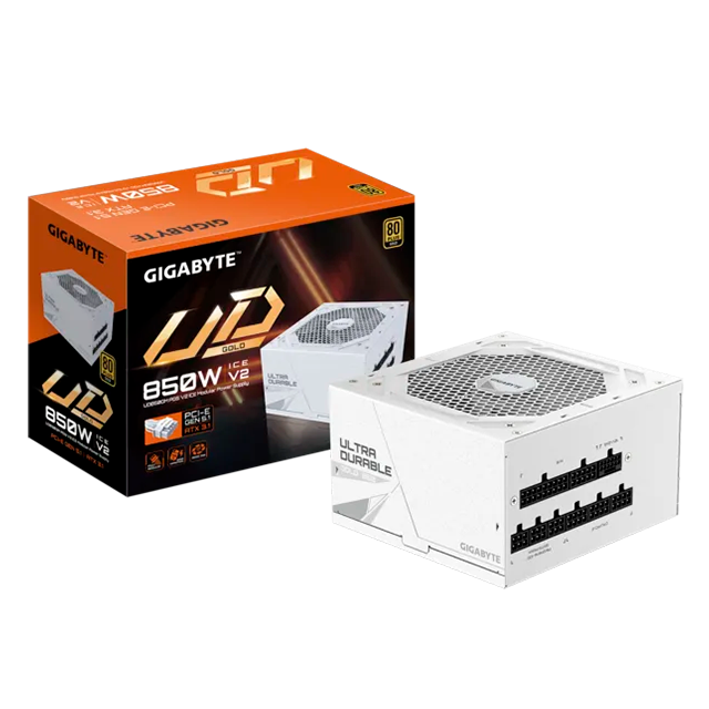Fuente de Poder Gigabyte GP-UD850GM PG5 ICE, 850W, 80 Plus Gold, ATX 3.0, PCIe 5.0, Modular, Blanco