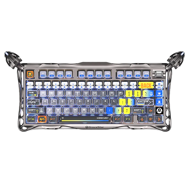 Teclado Mecánico Inalámbrico GravaStar Mercury K1 Pro Interstellar Silver, 75%, 79 Teclas, Hot-Swap, Bluetooth, 2.4 GHz, RGB – GS K1 PRO_S_CGRY