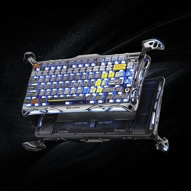 Teclado Mecánico Inalámbrico GravaStar Mercury K1 Pro Interstellar Silver, 75%, 79 Teclas, Hot-Swap, Bluetooth, 2.4 GHz, RGB – GS K1 PRO_S_CGRY