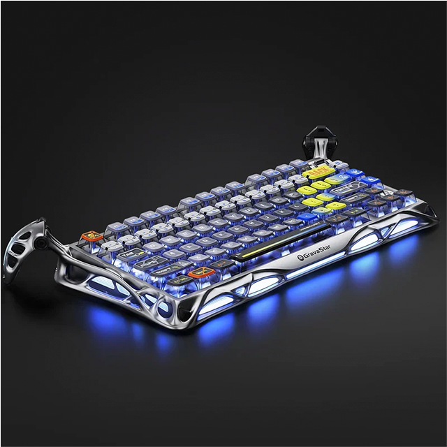 Teclado Mecánico Inalámbrico GravaStar Mercury K1 Pro Interstellar Silver, 75%, 79 Teclas, Hot-Swap, Bluetooth, 2.4 GHz, RGB – GS K1 PRO_S_CGRY