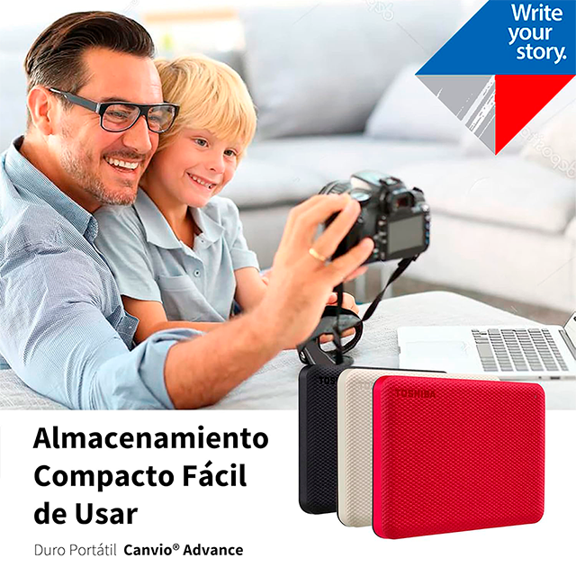 Disco Duro Externo Toshiba Canvio Advance V10, 4TB, 2.5”, USB 3.0, Color Rojo – HDTCA40XR3CA