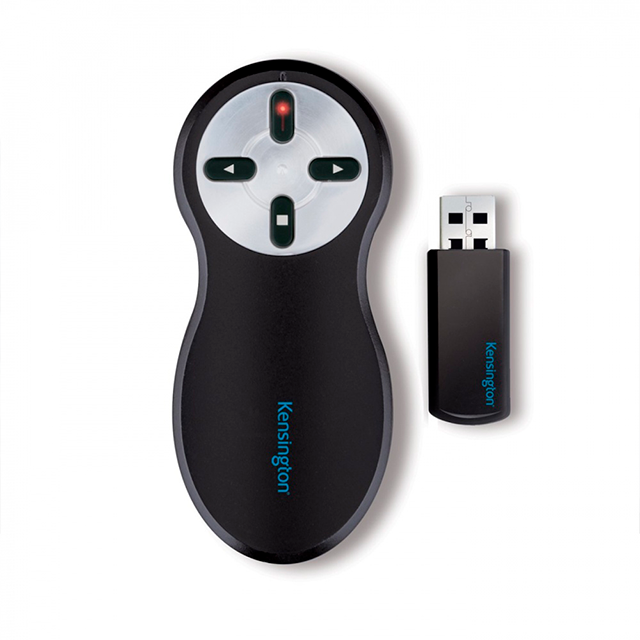 Presentador Inalámbrico Kensington con Láser Rojo, 4 Botones, 2.4 GHz, Alcance de 20 m, Receptor USB, Negro – K33374USB