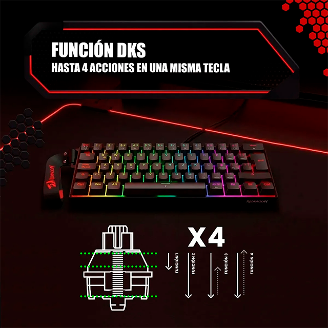 Teclado Gamer Redragon Fizz Magnetic Black K617RGB-MP, 60%, switches magnéticos Hall Effect, RGB, USB-C – K617RGB-MP