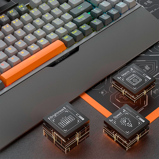 Teclado Mecánico Gamer Redragon OLAF K648 90% , Alámbrico USB-C, Hot-Swap, Marco de Aluminio, RGB – K648GG-RGB RED