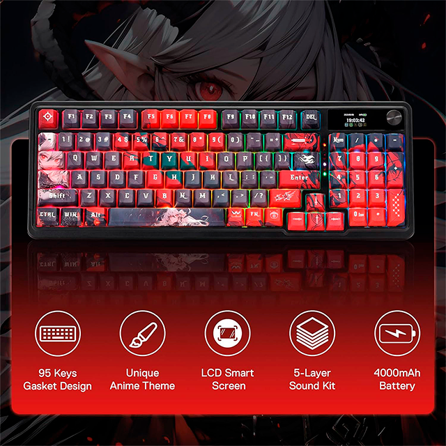 Teclado Mecánico EISA Artemis Pro K719AK-RGB-PRO, alámbrico/inalámbrico (BT/2.4GHz), switches lineales, pads absorbentes, RGB, inglés – K719AK-RGB-PRO