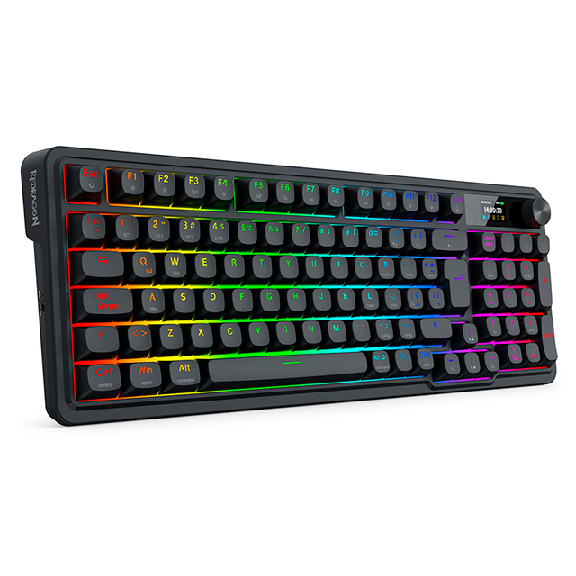 Teclado Mecánico EISA LCD Pro K719RGB-PRO SP, 95%, pantalla LCD, triple conexión, rueda de control, Yolk Switch, gasket, español – K719RGB-PRO SP