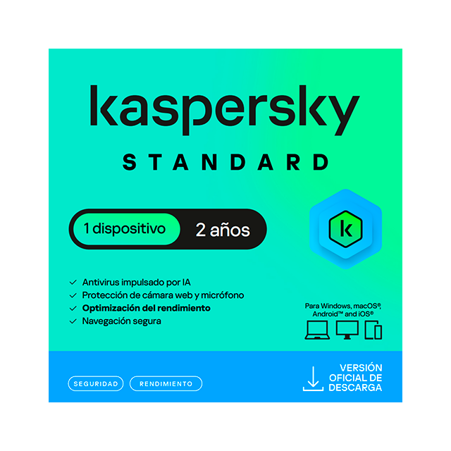 Kaspersky Standard, 1 Dispositivo, Suscripción 24 Meses, Licencia Digital ESD – KL1041ZDADS