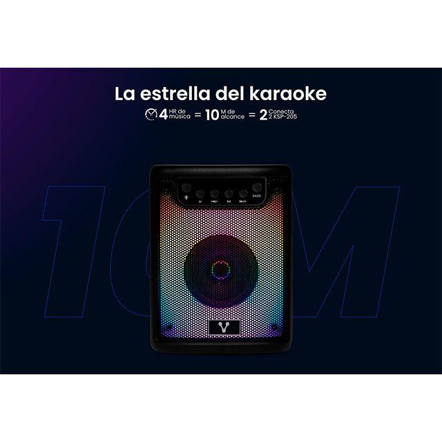 Bocina Vorago KSP-180, 3”, RGB, TWS, Hasta 4 Horas, Bluetooth, USB, Micro SD, 3.5 mm