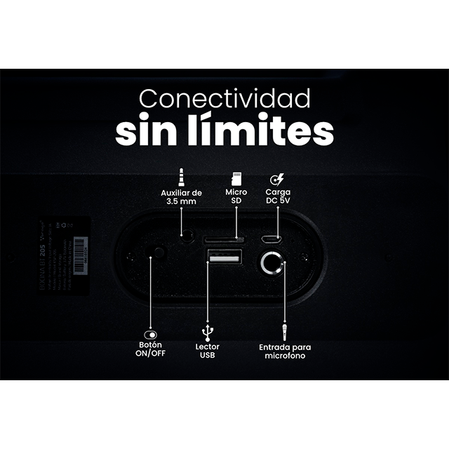 Bocina Vorago KSP-180, 3”, RGB, TWS, Hasta 4 Horas, Bluetooth, USB, Micro SD, 3.5 mm