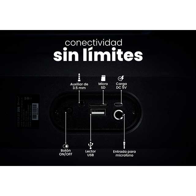 Bocina Vorago KSP-205, 4”, RGB, TWS, Hasta 4 Horas, Bluetooth, USB,  Micro SD, 3.5 mm