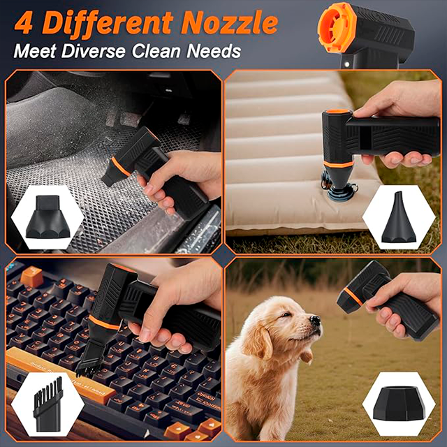 Soplador de Aire Inalámbrico Longzhuo L1-M, 200,000 RPM, 4 boquillas, batería 4000 mAh, USB-C, LCD – L1-M