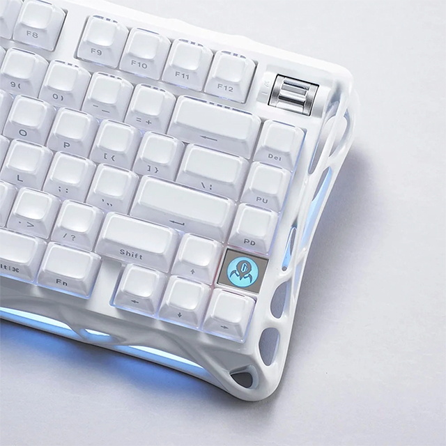 Teclado Mecánico Inalámbrico GravaStar Mercury K1 Opaline White, 75%, 79 Teclas, Switches Lineales, Bluetooth 5.0, 2.4 GHz, USB-C, RGB – GS K1_WHT
