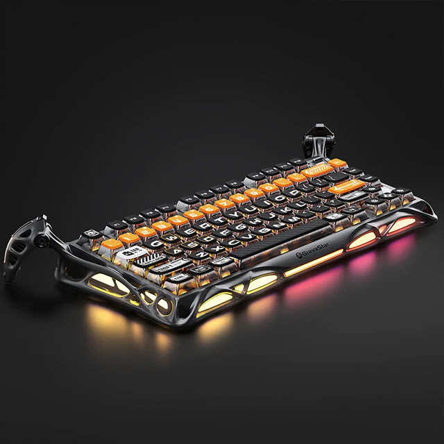 Teclado Mecánico Inalámbrico GravaStar Mercury K1 Pro CyberFlare, 75%, 79 Teclas, Hot-Swap, Bluetooth, 2.4 GHz, RGB, Aluminio – GS K1 PRO_BO_BLK