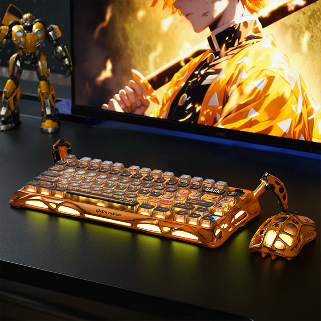 Teclado Mecánico Gamer GravaStar Mercury K1 Pro Special Edition, 75%, inalámbrico, Battle-Worn Yellow – GS K1 PRO_YLW
