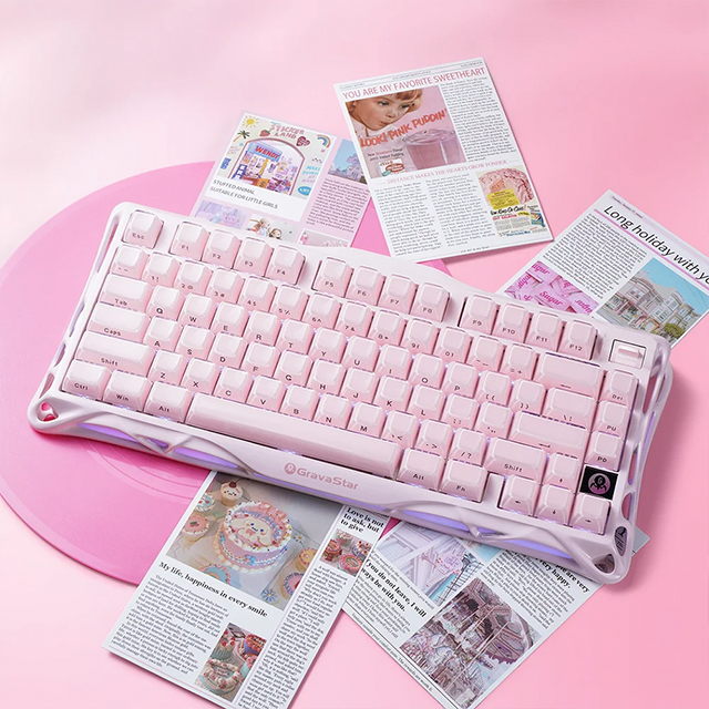 Teclado Mecánico Gamer GravaStar Mercury K1 Special Edition, 75%, inalámbrico, Sakura Pink – GS K1_P_PNK