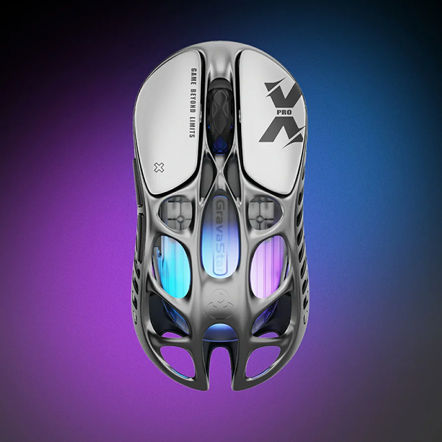 Mouse Gamer Inalámbrico GravaStar Mercury X Pro, 8K Dongle, Interstellar Silver – GS X PRO_GRY