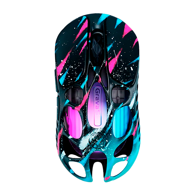 Mouse Gamer Inalámbrico GravaStar Mercury X Pro Neon Graffiti, 32,000 DPI, PAW3950, 8000 Hz, Bluetooth 5.1, 2.4 GHz, USB-C, 49 g – GS X PRO_CG_BLK