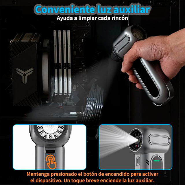 Sopladora de Aire Inalámbrica MESVIER, 131000 RPM, 4 Velocidades, Batería 8000 mAh, USB-C, 45 m/s