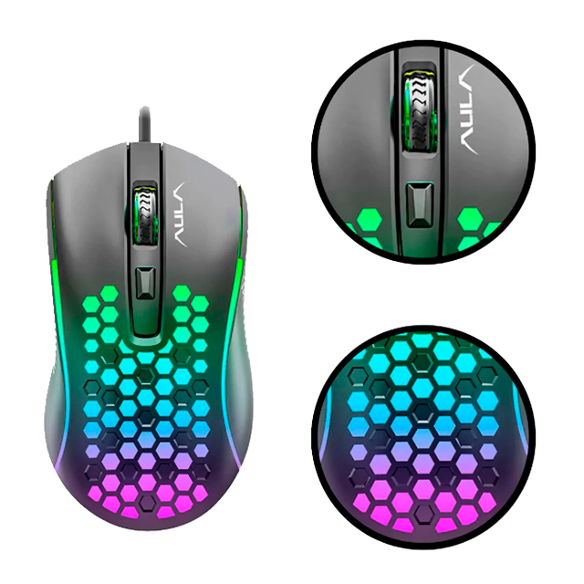 Mouse gamer Aula S11 alámbrico, DPI ajustable 500–3600, RGB, negro – 8500-0101