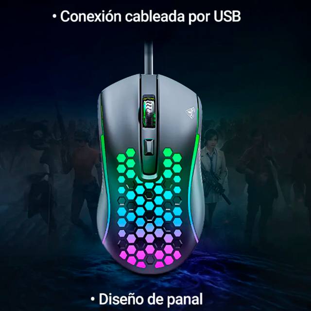 Mouse gamer Aula S11 alámbrico, DPI ajustable 500–3600, RGB, negro – 8500-0101