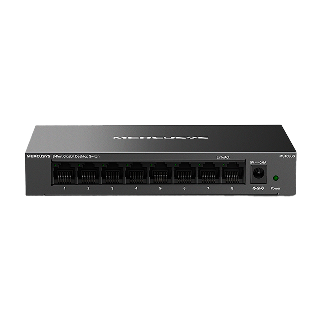 Switch MERCUSYS MS108GS, 8 Puertos Gigabit, 10/100/1000 Mbps, No Administrable, Carcasa Metálica – MS108GS