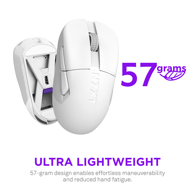 Mouse Inalámbrico NZXT Lift Elite Wireless, Sensor Óptico de Alta Precisión, Diseño Ultraligero, Blanco – MS-101NW-02