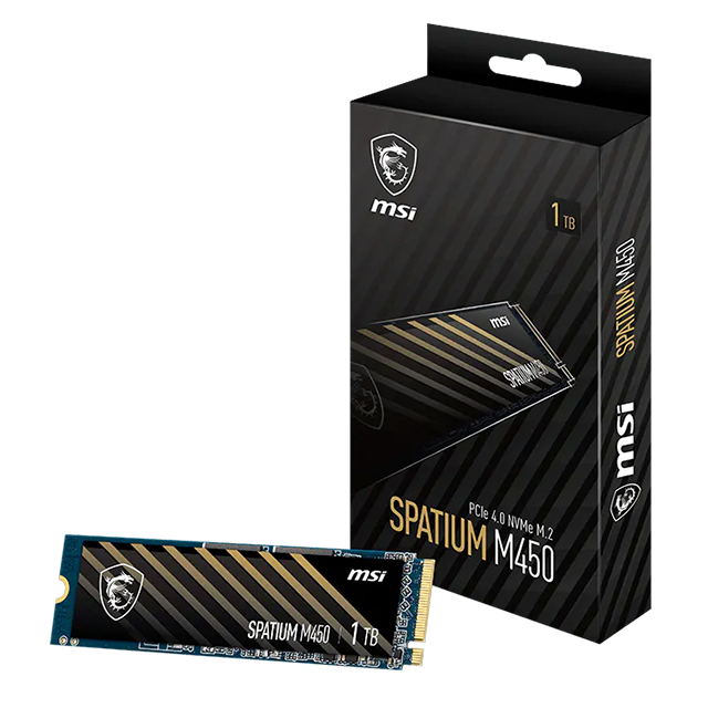 Unidad de Estado Solido SSD MSI Spatium M450, 500GB, NVMe M.2 2280, PCIe 4.0, 3600 MB/s lectura, 2300 MB/s escritura – SPATIUM M450 500GB 