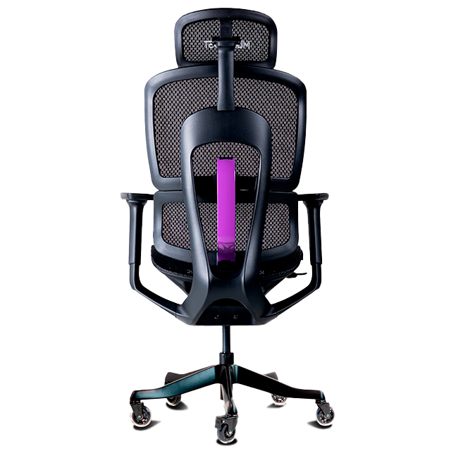 Silla Gamer Munfrost NEO, reclinable, soporte lumbar ajustable, ruedas tipo patín, hasta 180 kg, negro con morado – MFMSINEB