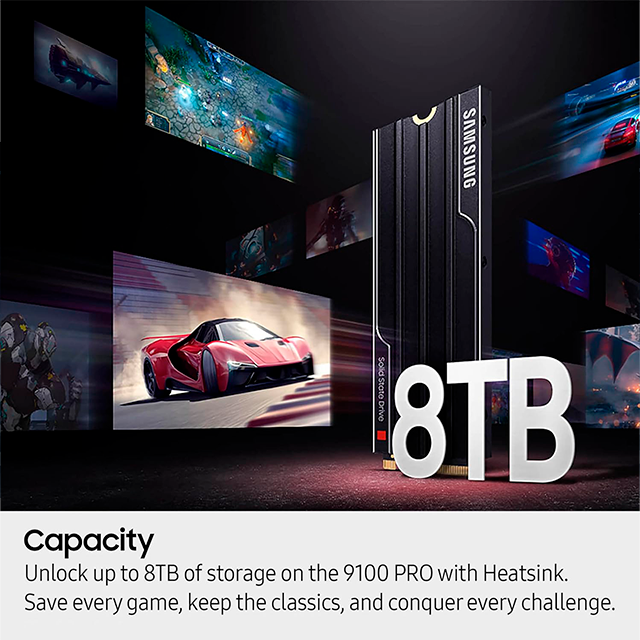 Unidad de Estado Sólido Samsung 9100 PRO 8TB, M.2 2280, PCIe 5.0 ×4, NVMe 2.0, 14,800/13,400 MB/s – MZ-VAP8T0B/AM