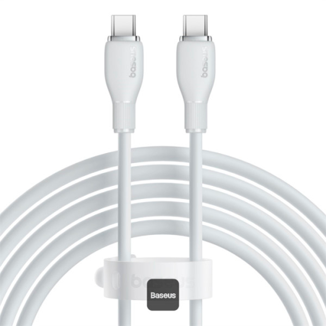 Cable de Carga Baseus USB-C a USB-C, 100W, 5A, 1.2 m, Blanco – P10355702221-B1