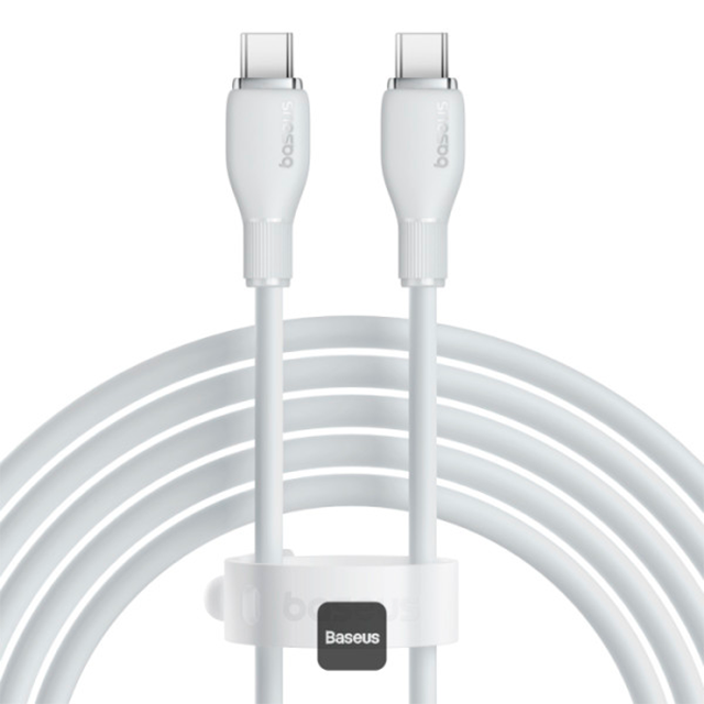 Cable de Carga Baseus USB-C a USB-C, 100W, 5A, 2 m, Blanco – P10355702221-B2
