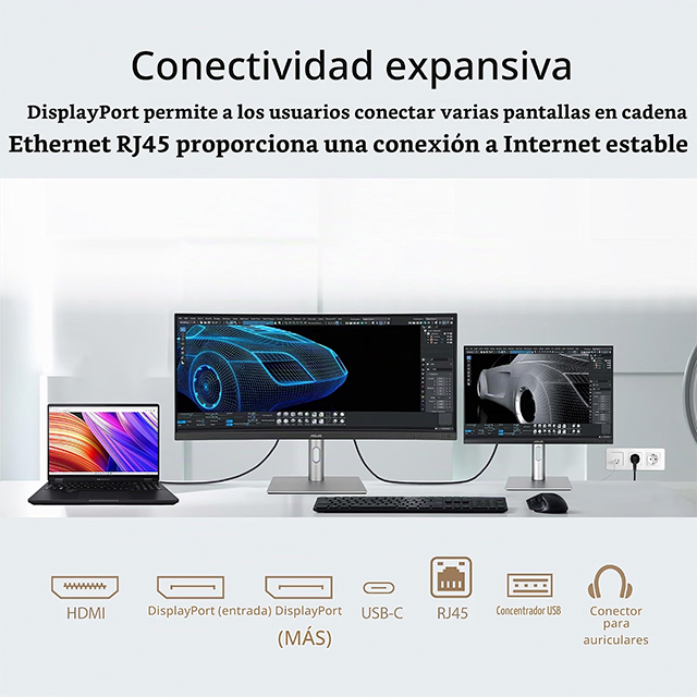 Monitor Profesional ASUS ProArt PA34VCNV, 34.1", IPS Curvo 3800R, UWQHD 3440×1440, 60 Hz, 5 ms, USB-C 96 W, Calman Verified – PA34VCNV