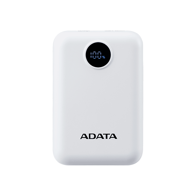 Power Bank ADATA C100, 10,000 mAh, Carga Simultánea para 2 Dispositivos, Indicador LED, Blanco – PC10022-12WH