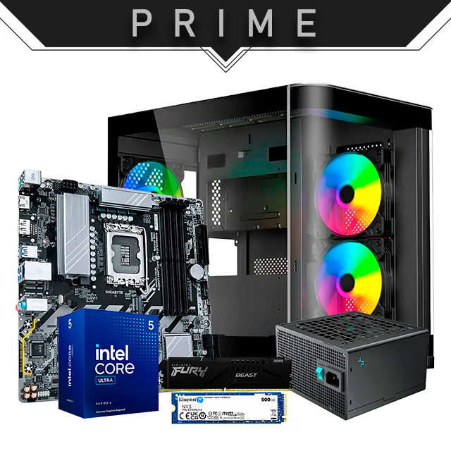 PC Prime | Intel Core Ultra 5 225 | 16GB DDR5 | 500GB NVMe | B860M | 650W Bronze – Graficos integrados