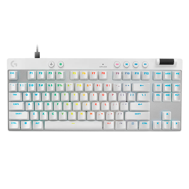 Teclado Mecánico Gamer Logitech PRO X TKL RAPID, Alámbrico, Inglés, Blanco - 920-013132     