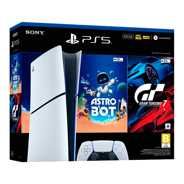 Consola PlayStation 5 Edición Digital, 825 GB SSD, Incluye ASTRO BOT y Gran Turismo 7, Control DualSense Inalámbrico, Resolución 4K HDR, Modelo PS5DIG-ASTRO
