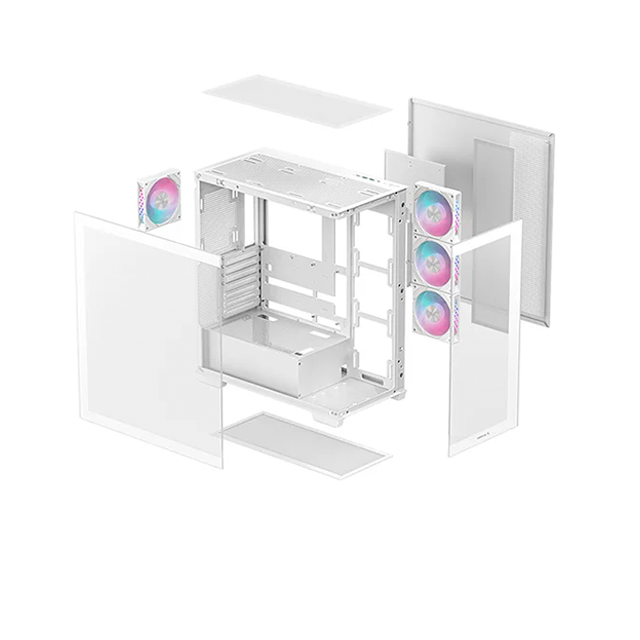 Gabinete DeepCool CG580 4F White, Vidrio Templado, 4 Ventiladores Instalados, USB 3.0 – R-CG580-WHADA4-G-1