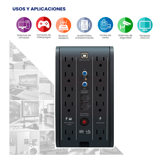 No-Break CDP R-SMART751, 750VA / 375W, Interactivo AVR, 10 Salidas – R-SMART751
