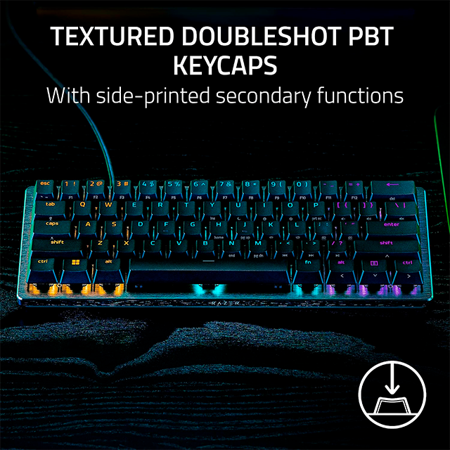 Teclado Gamer Razer Huntsman V3 Pro Mini, 60%, switches ópticos analógicos Gen-2, RGB, inglés, negro – RZ03-04990200-R3U1